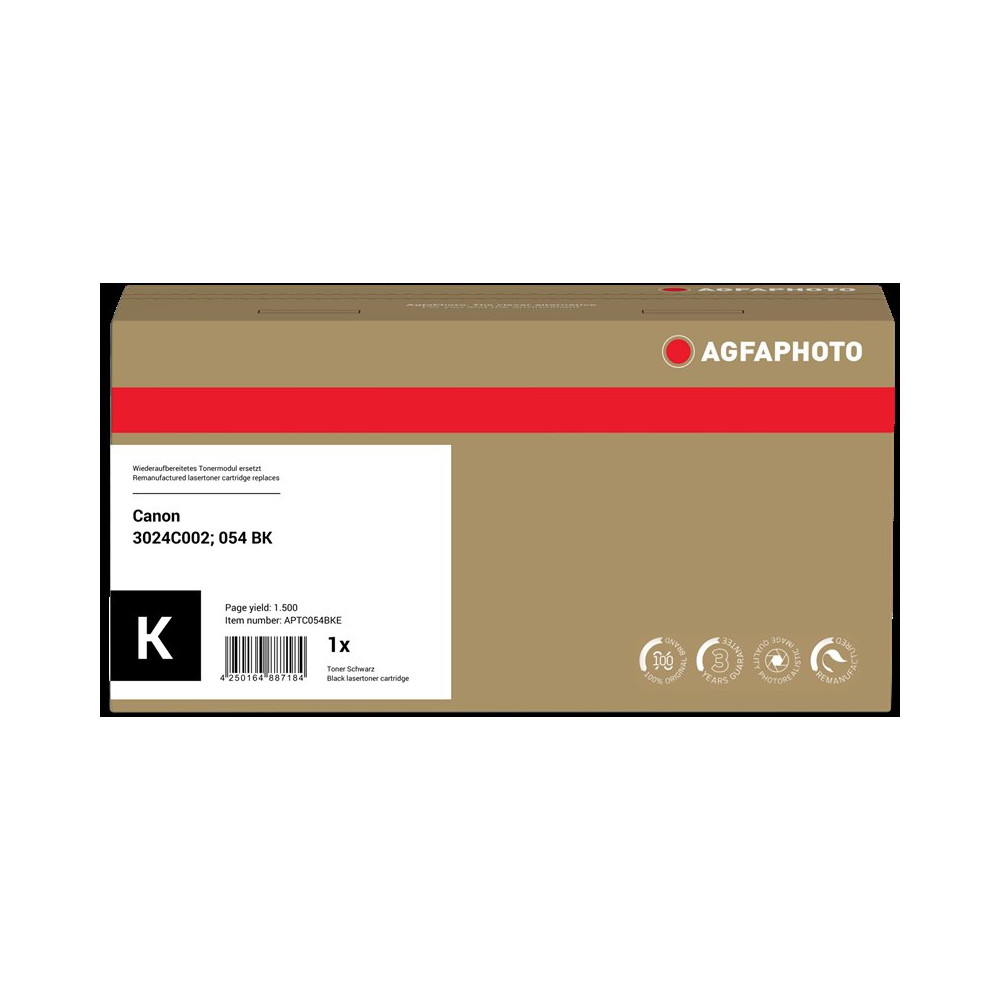 compatibile con Canon 054 bk  Agfa Photo APTC054BKE nero toner