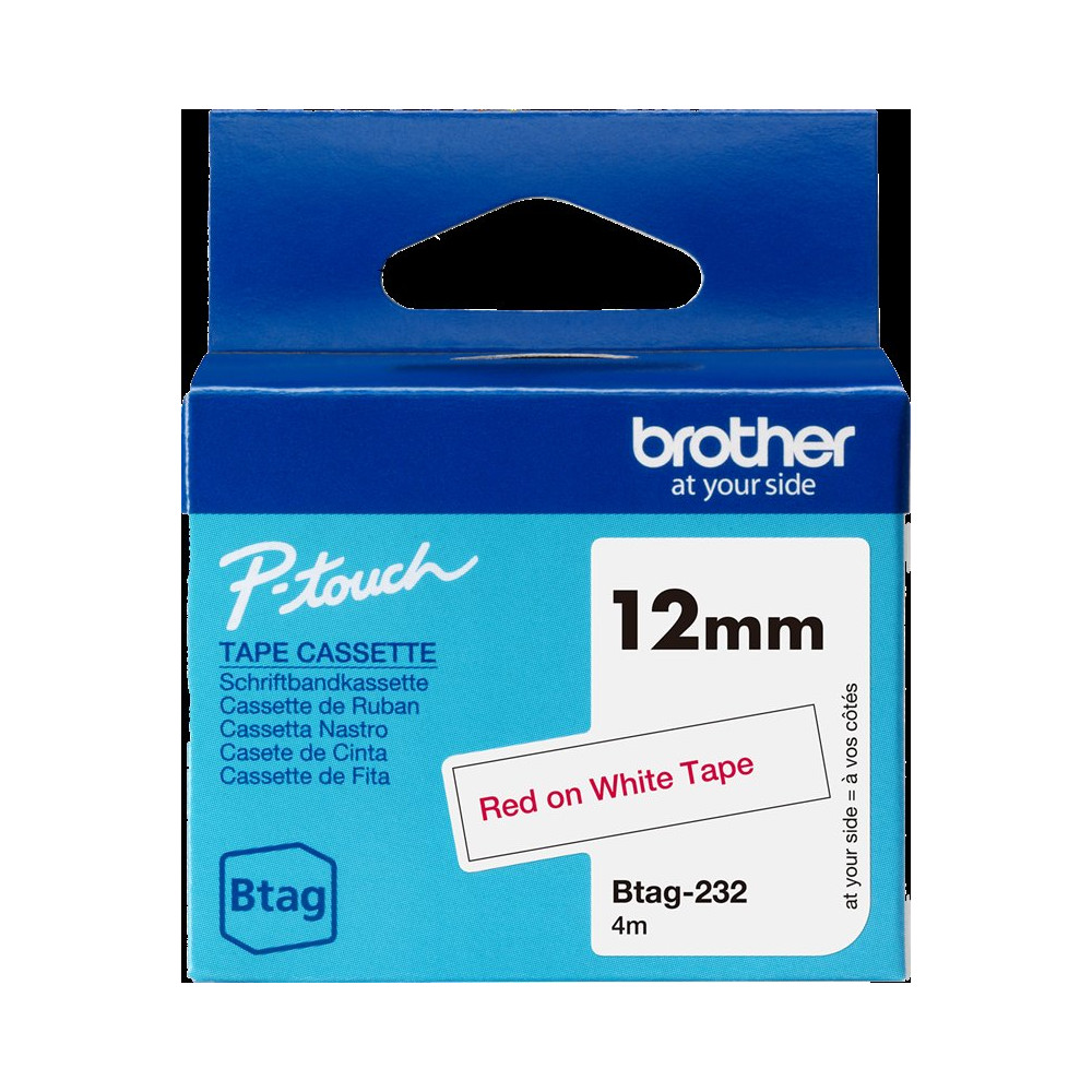 Brother Btag-232 Nastro Rosso su bianco