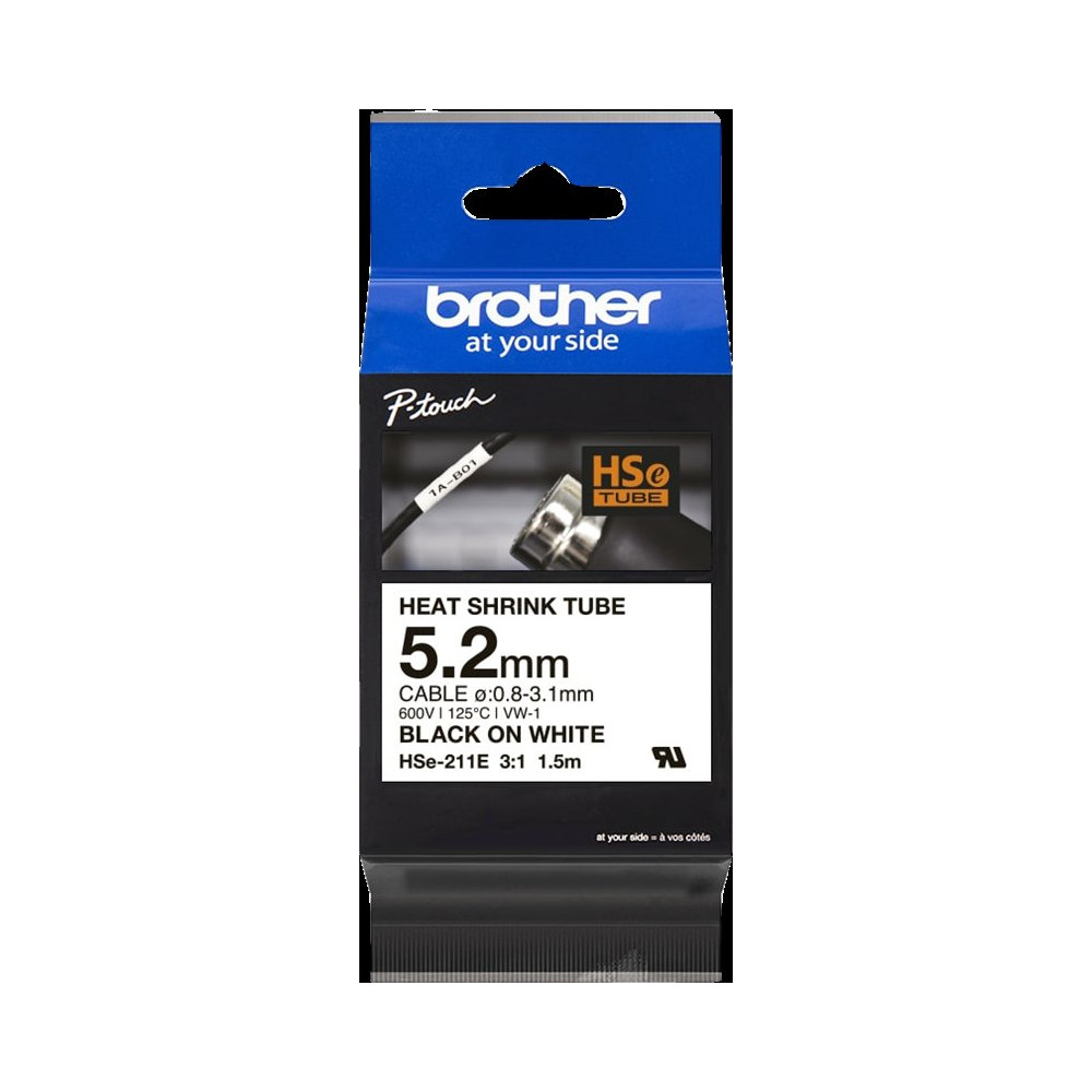 Brother HSe-211E Nastro Nero su bianco