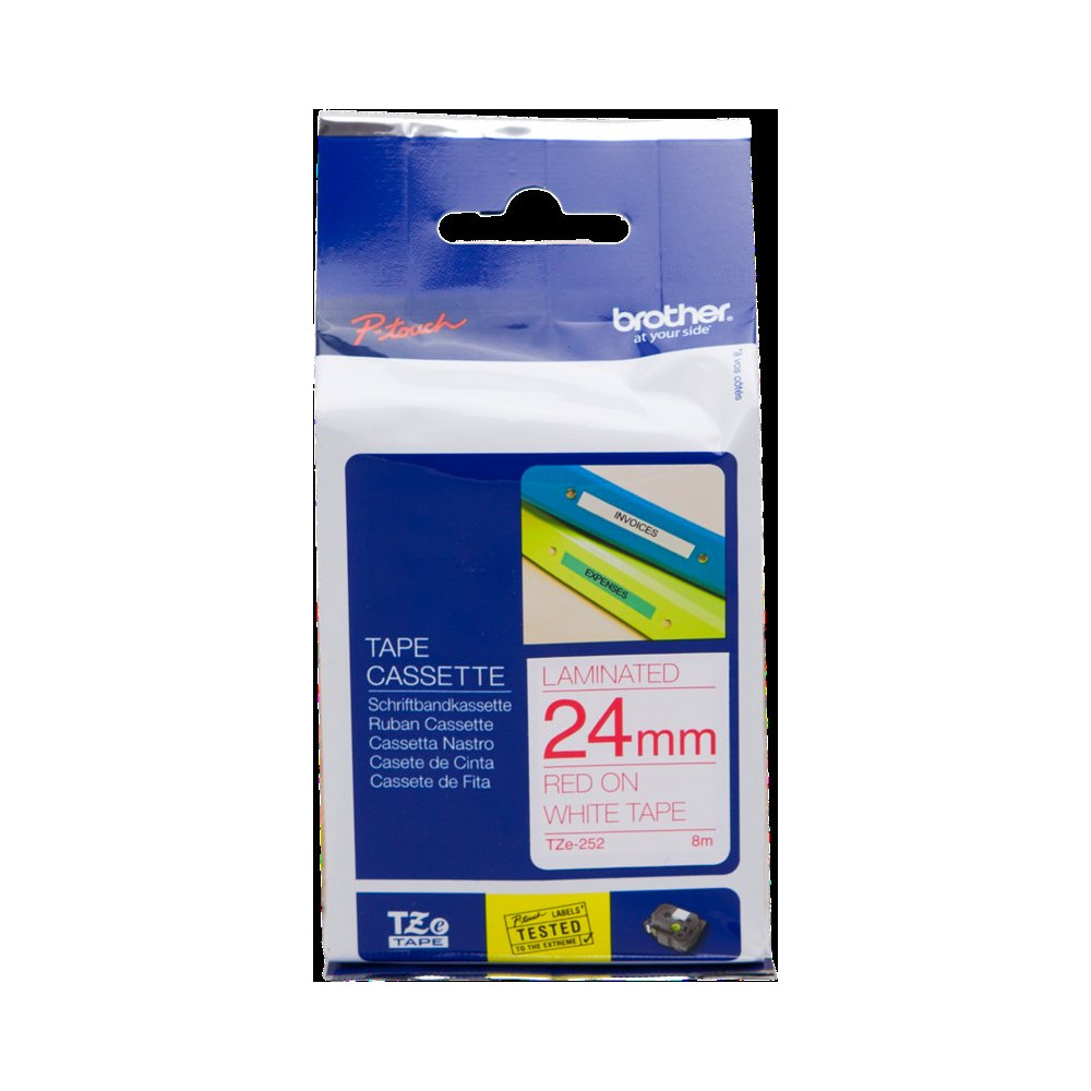 Brother TZe-252 Nastro Rosso su bianco