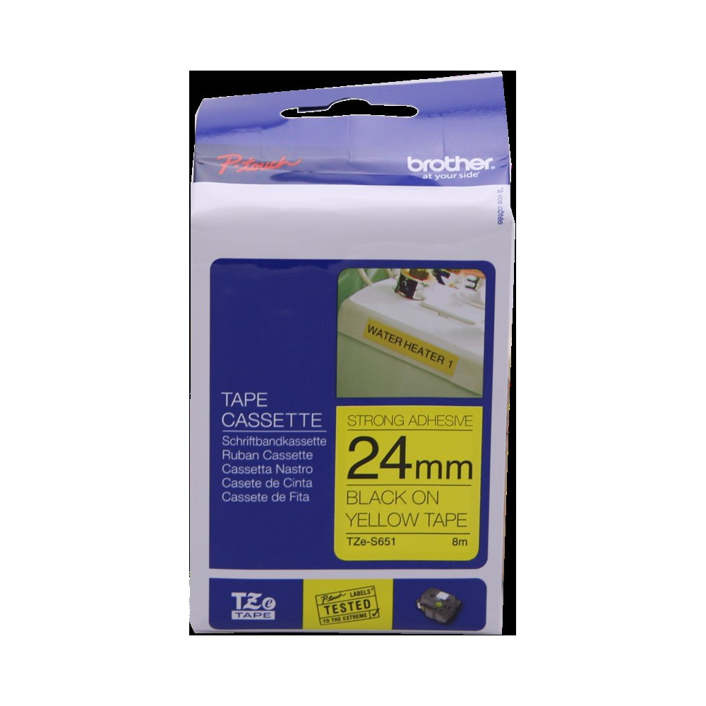 Brother TZe-S651 Nastro Nero su giallo