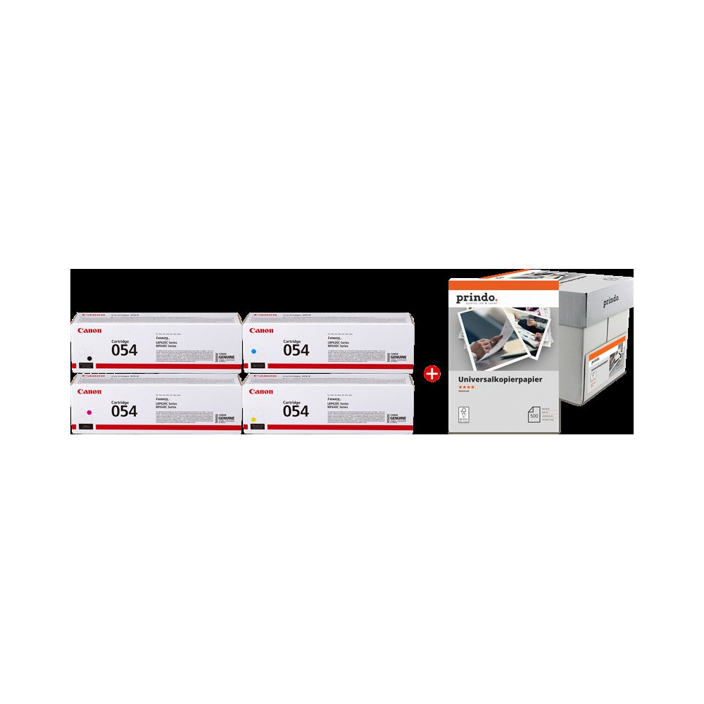 Canon 054 MCVP nero / ciano / magenta / giallo Value Pack (+ Prindo Universal Papier 2500 Blatt)
