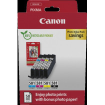 Canon CLI-581 nero / ciano / magenta / giallo Value Pack (+ 10x15 cm Fotopapier 50 Blatt)