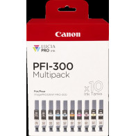 Canon PFI-300 10 Tintentanks Multipack Nero (opaco) / Nero (Foto) / ciano / magenta / giallo / ciano / magenta / Rosso / Grigio 