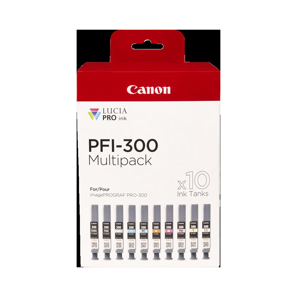 Canon PFI-300 10 Tintentanks Multipack Nero (opaco) / Nero (Foto) / ciano / magenta / giallo / ciano / magenta / Rosso / Grigio 