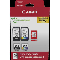 Canon PG-545 + CL-546 nero / differenti colori / Bianco Value Pack (+ 10x15 cm Fotopapier 50 Blatt)