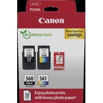 Canon PG-560+CL-561 nero / differenti colori / Bianco Value Pack (+ 10x15 cm Fotopapier 50 Blatt)