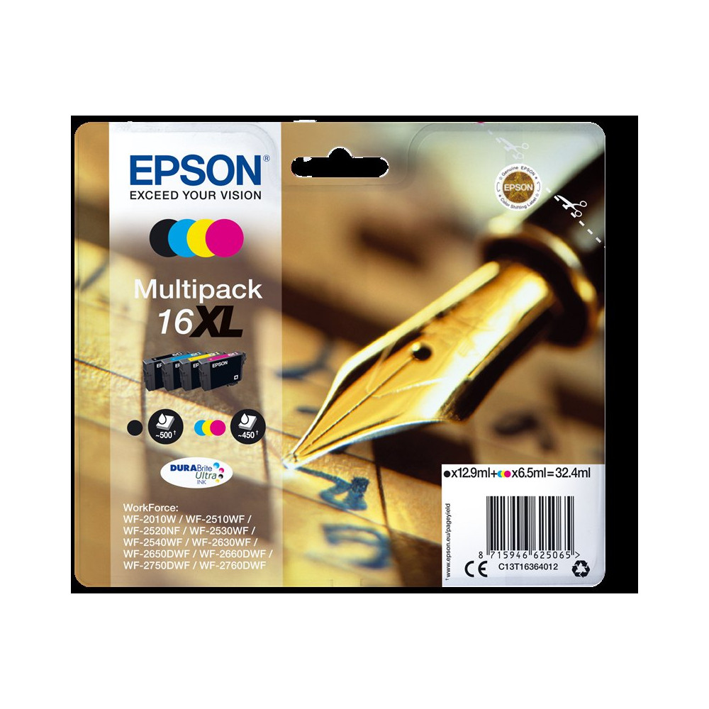 Epson 16 XL Multipack nero / ciano / magenta / giallo (C13T16364012)