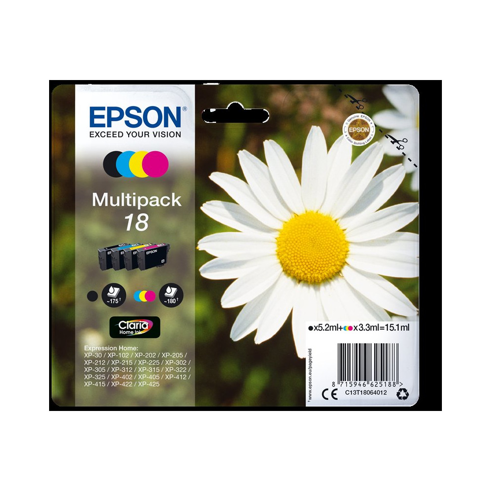 Epson 18 Multipack nero / ciano / magenta / giallo (C13T18064012)