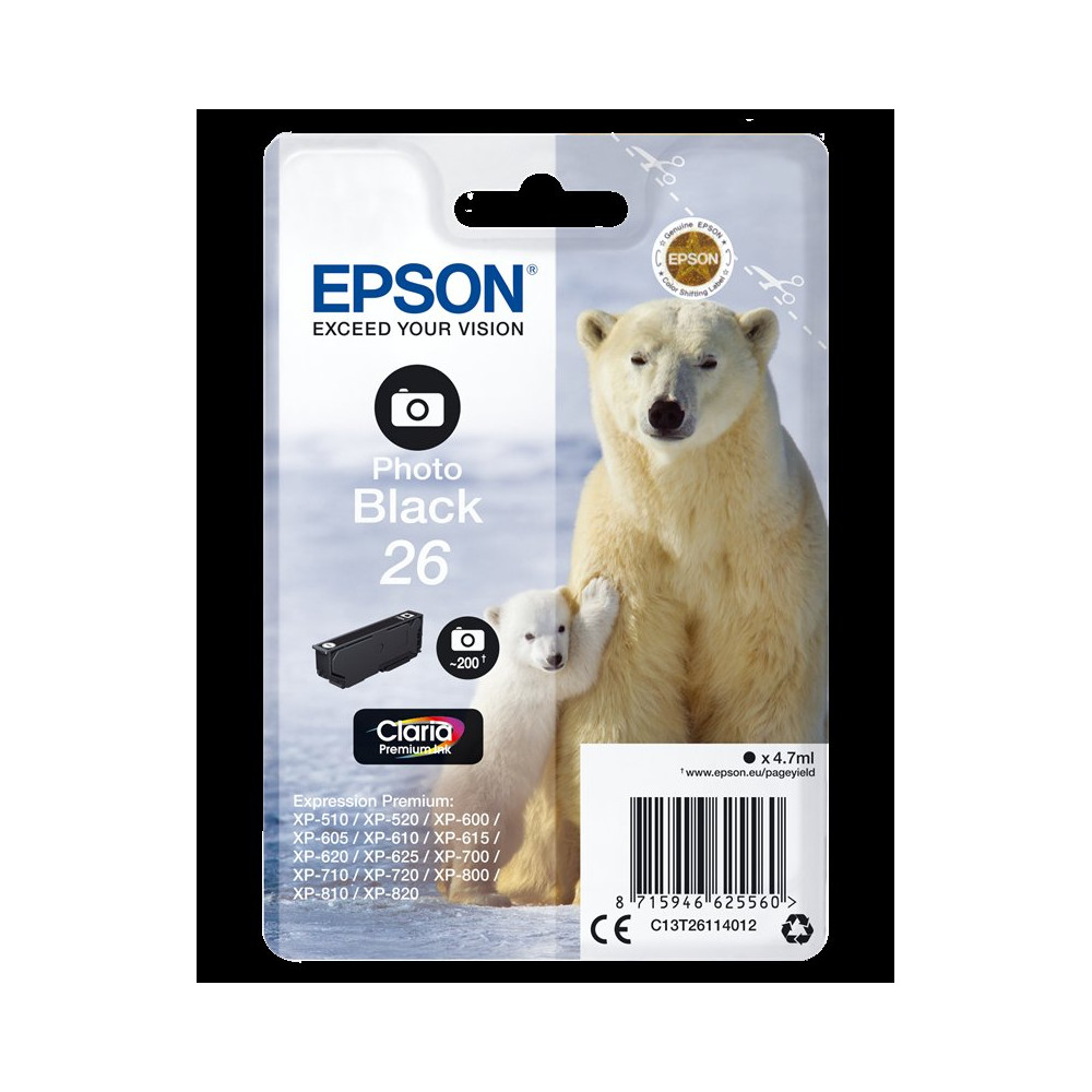 Epson 26 Nero (Foto) Cartuccia d'inchiostro (C13T26114012)