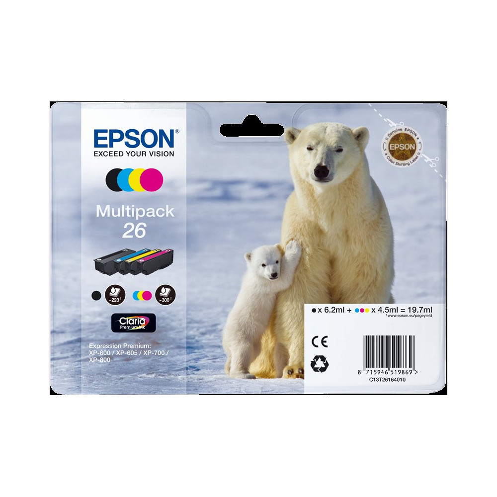 Epson 26 Multipack nero / ciano / magenta / giallo (C13T26164010)