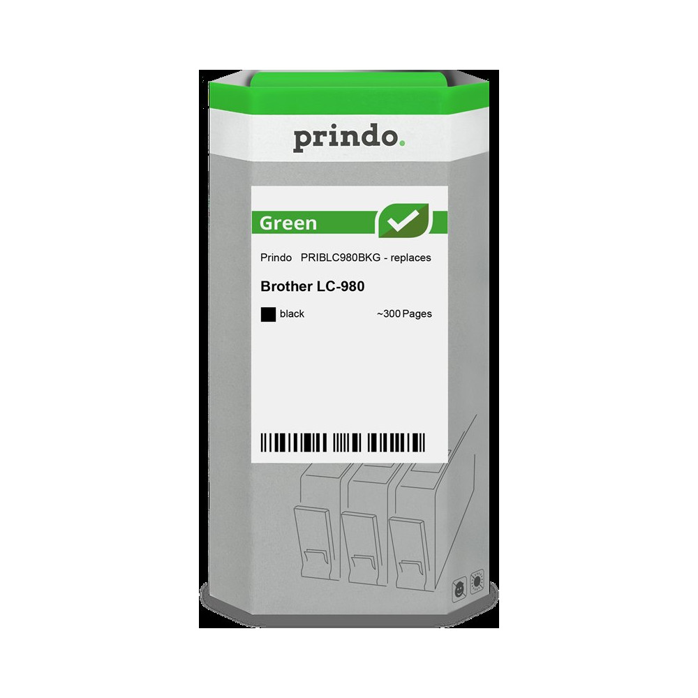 compatibile con Brother LC980BK nero  Prindo Green nero Cartuccia d'inchiostro