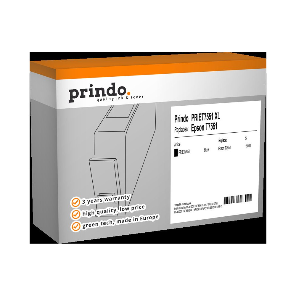 compatibile con Epson T7551 XL nero  Prindo Classic XL nero Cartuccia d'inchiostro