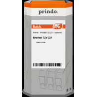 compatibile con Brother TZe-221  Prindo Basic Nastro Nero su bianco