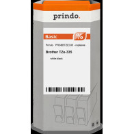 compatibile con Brother TZe-335  Prindo Basic Nastro Bianco su nero