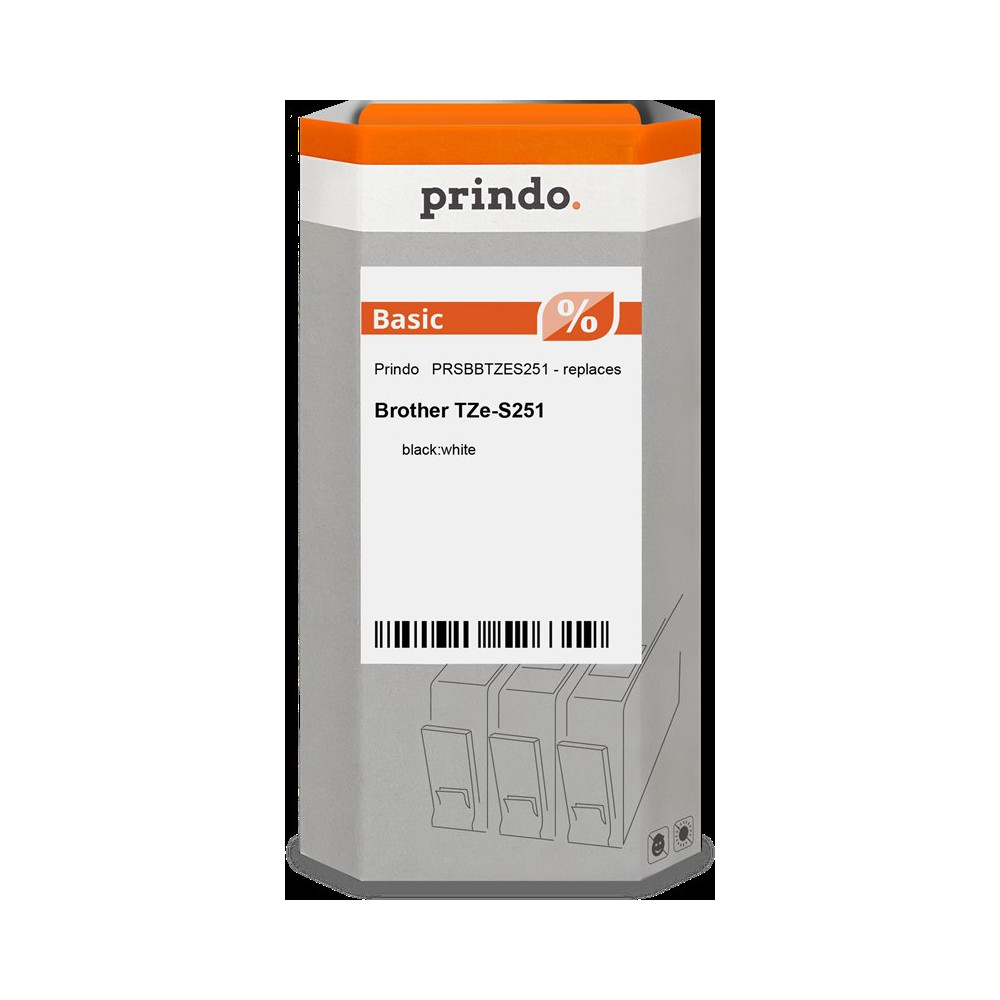 compatibile con Brother TZe-S251  Prindo Basic Nastro Nero su bianco