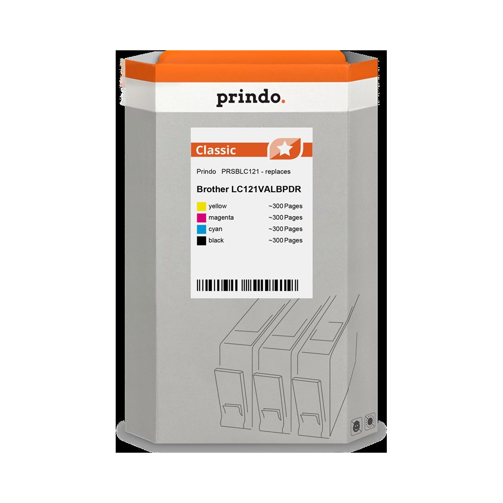 compatibile con Brother LC-121  Prindo Classic Multipack nero / ciano / magenta / giallo