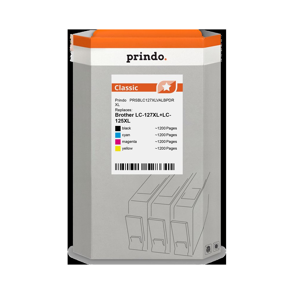 compatibile con Brother LC-127XL+LC-125XL  Prindo Classic XL Multipack nero / ciano / magenta / giallo