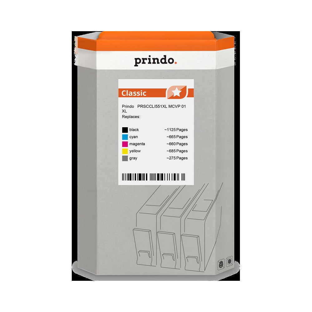 Prindo Classic XL Multipack nero / ciano / magenta / giallo / Grigio