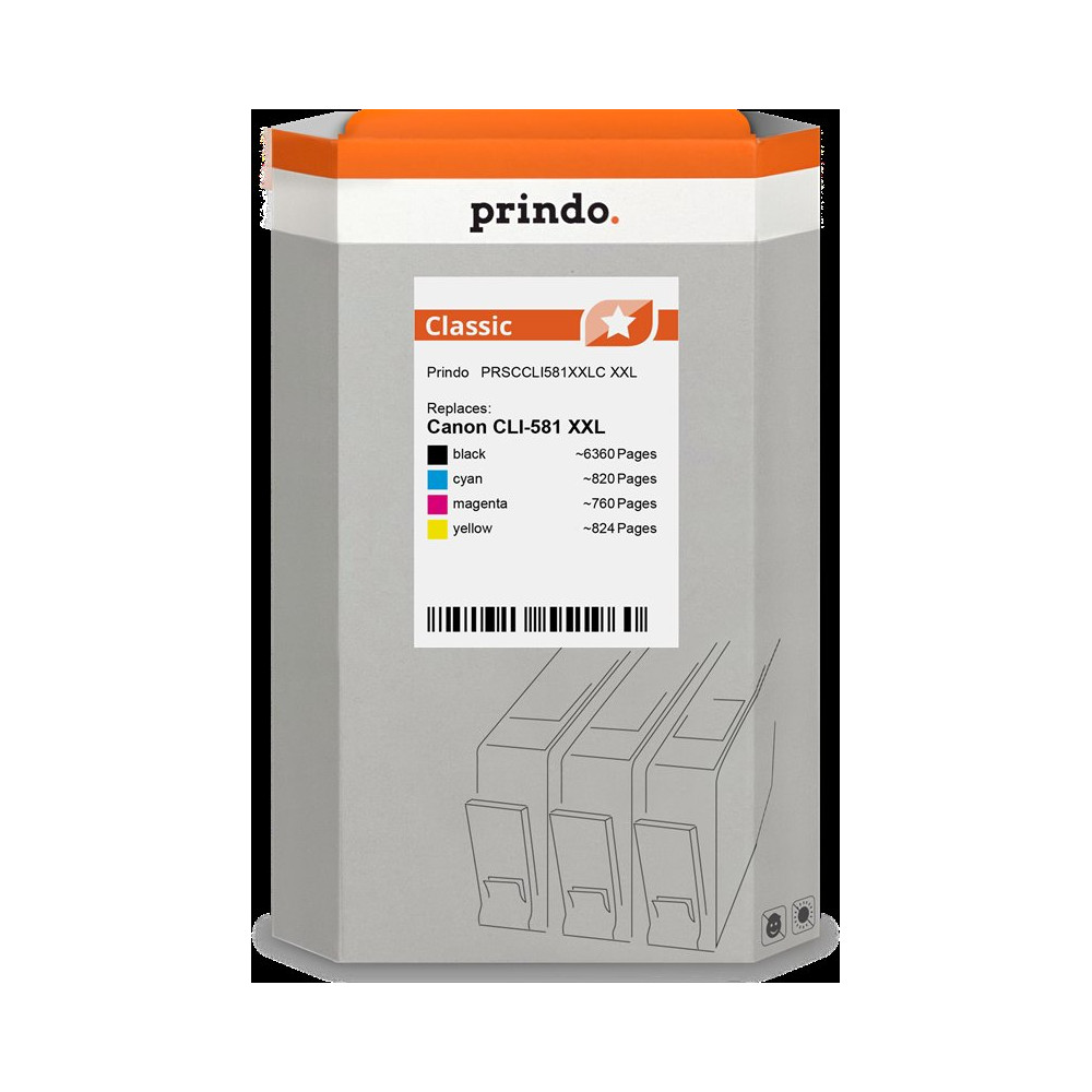 compatibile con Canon CLI-581 XXL  Prindo Classic XXL Multipack nero / ciano / magenta / giallo