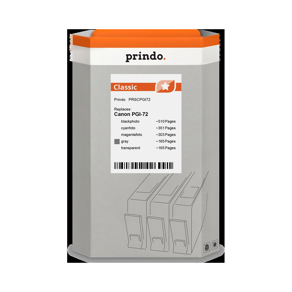 compatibile con Canon PGI-72  Prindo Classic Multipack Nero (Foto) / Grigio / magenta (Foto) / ciano (Foto) / Trasparente