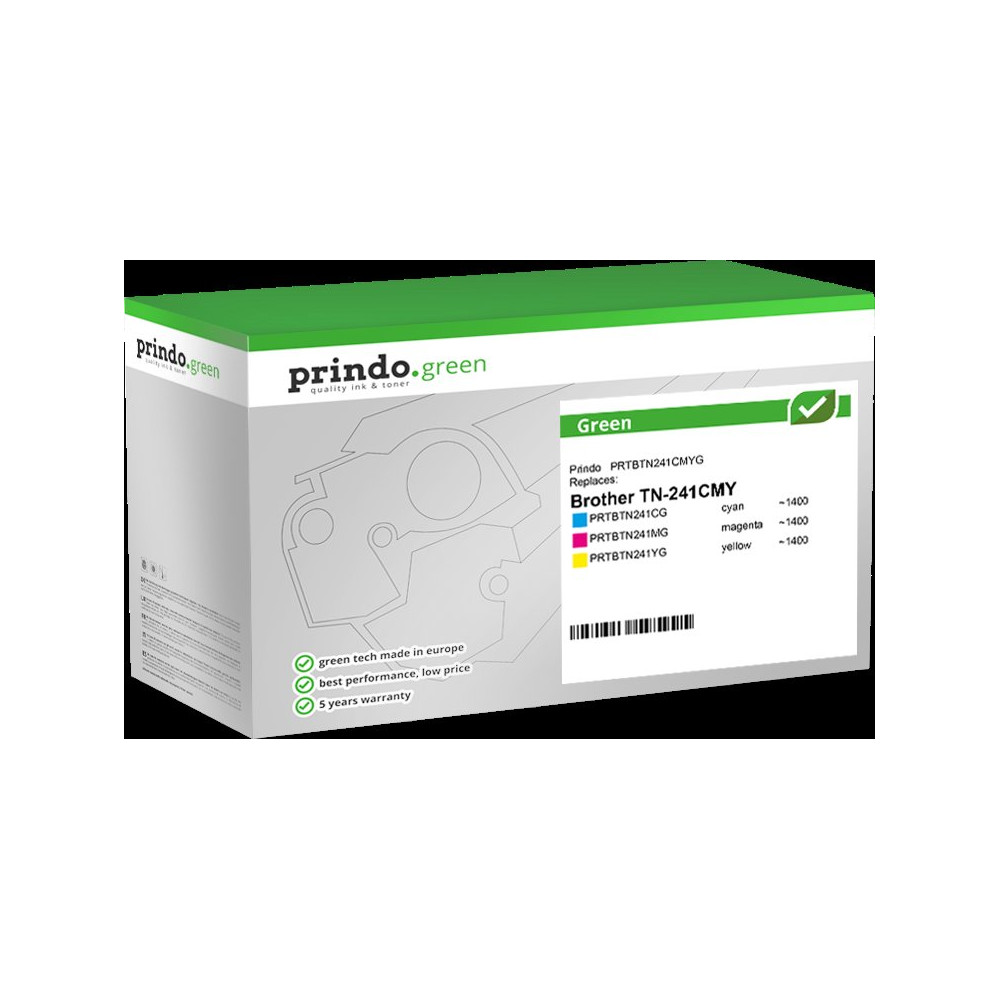 compatibile con Brother TN-241CMY  Prindo Green Multipack ciano / magenta / giallo