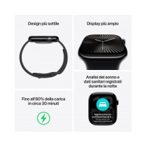 Apple Watch Series 10 GPS + Cellular 42mm Cassa Titanio Ardesia con Nero Sport Band - S/M