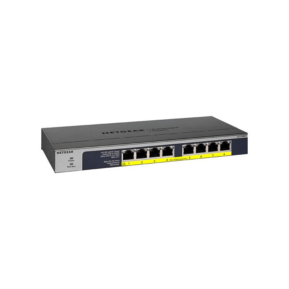 NETGEAR GS108PP Non gestito Gigabit Ethernet (10/100/1000) Supporto Power over Ethernet (PoE) Nero