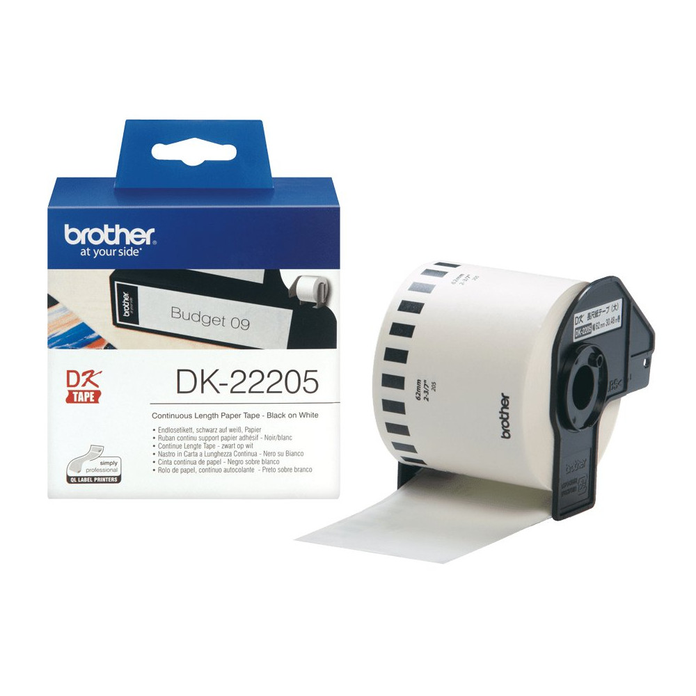 Brother DK-22205 nastro per etichettatrice Nero su bianco