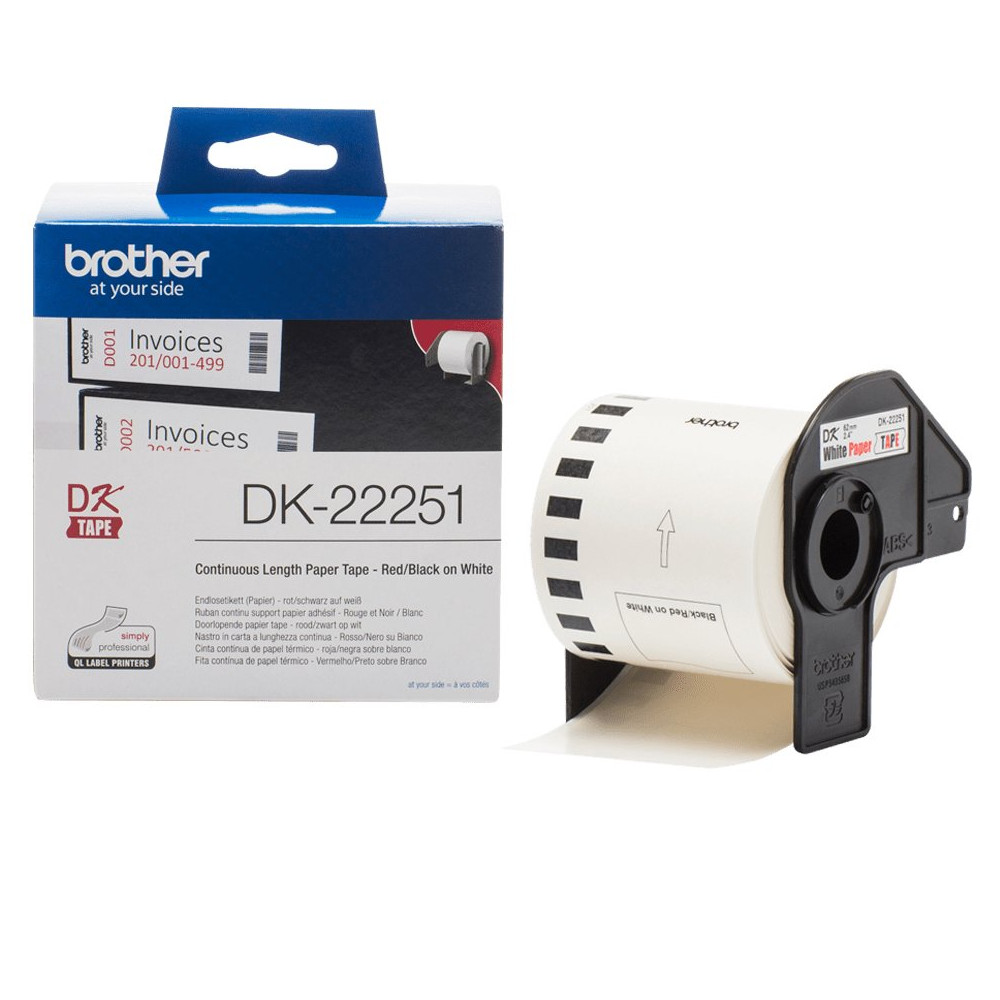Brother DK-22251 nastro per etichettatrice Nero e rosso su bianco