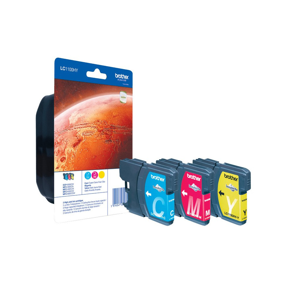 Brother LC1100HYRBWBP cartuccia d'inchiostro 3 pz Originale Ciano, Magenta, Giallo