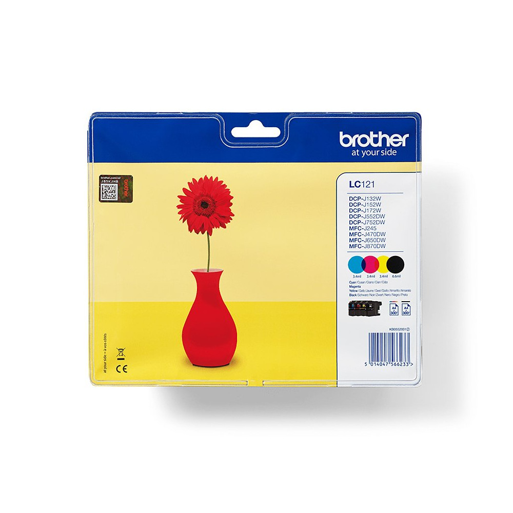 Brother LC121VALBP cartuccia d'inchiostro 4 pz Originale Nero, Ciano, Magenta, Giallo