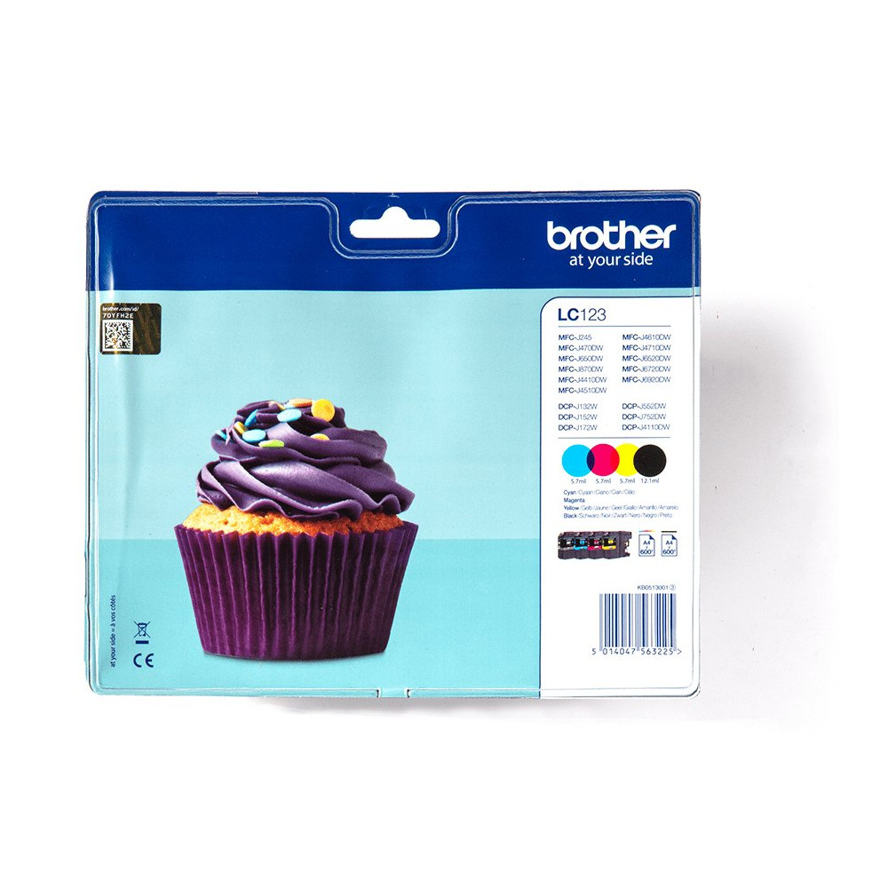 Brother LC-123VALBP cartuccia d'inchiostro 4 pz Originale Nero, Ciano, Magenta, Giallo