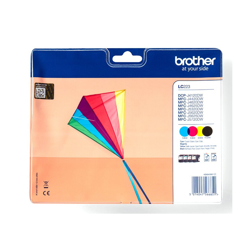 Brother LC-223VALBP cartuccia d'inchiostro 4 pz Originale Nero, Ciano, Magenta, Giallo