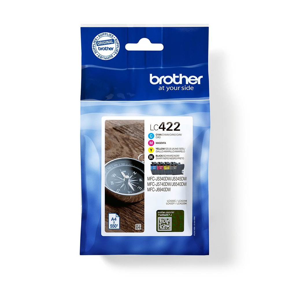 Brother LC422VAL cartuccia d'inchiostro 4 pz Originale Nero, Ciano, Magenta, Giallo