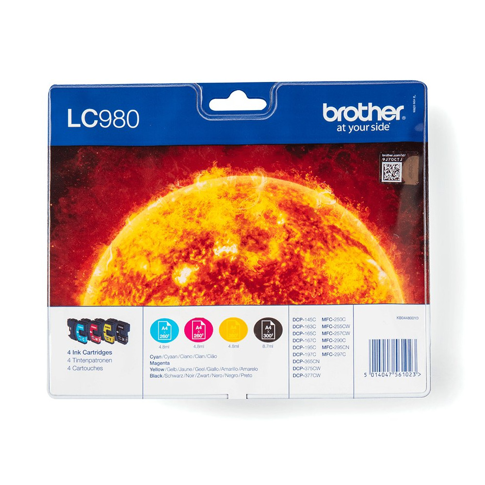 Brother LC980VALBP cartuccia d'inchiostro 4 pz Originale Nero, Ciano, Magenta, Giallo