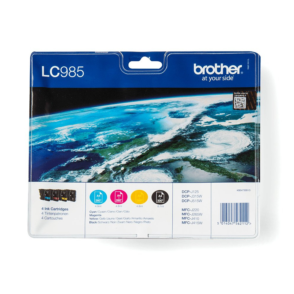 Brother LC985VALBP cartuccia d'inchiostro 4 pz Originale Nero, Ciano, Magenta, Giallo