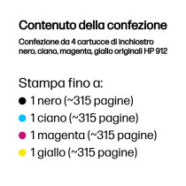 HP Confezione da 4 cartucce di inchiostro nero, ciano, magenta, giallo originali 912
