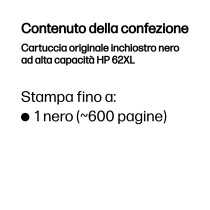 HP Cartuccia originale inchiostro nero ad alta capacità 62XL