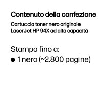 HP Cartuccia toner nero originale LaserJet 94X ad alta capacità