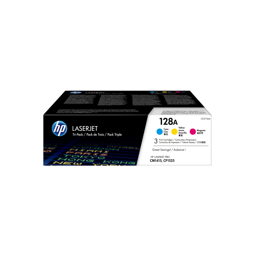 HP Confezione da 3 cartucce originali di toner ciano/magenta/giallo LaserJet 128A