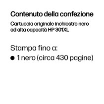 HP Cartuccia originale inchiostro nero ad alta capacità 301XL