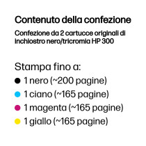 HP Confezione da 2 cartucce originali di inchiostro nero/tricromia 300