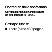 HP Cartuccia originale inchiostro nero ad alta capacità 302XL