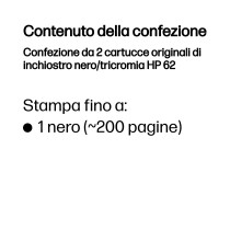 HP Confezione da 2 cartucce originali di inchiostro nero/tricromia 62