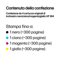 HP Confezione da 4 cartucce originali di inchiostro nero/ciano/magenta/giallo 364