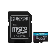 Scheda microSDXC Canvas Go Plus Kingston Technology Gen4 200MB/s A2 U3 V30 da 512 GB + adattatore