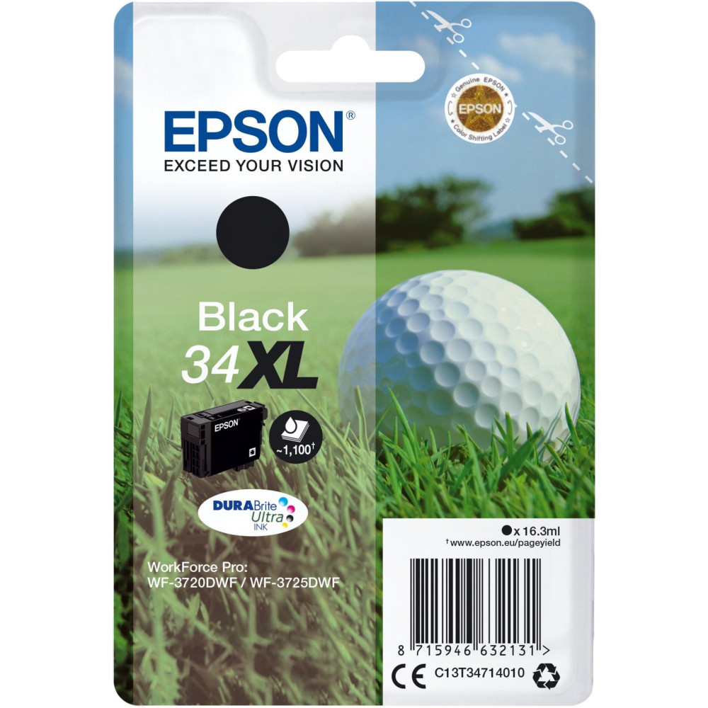Epson Golf ball Singlepack Black 34XL DURABrite Ultra Ink, Inchiostro