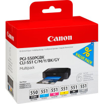 Canon Cartuccia d'inchiostro Multipack PGI-550 PGBK / CLI-551 BK/C/M/Y/GY