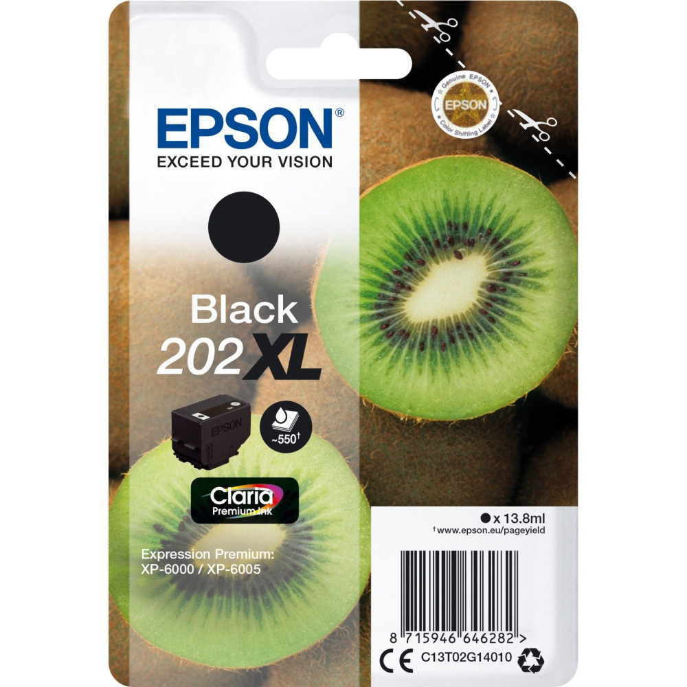 Epson Kiwi Singlepack Black 202XL Claria Premium Ink, Inchiostro